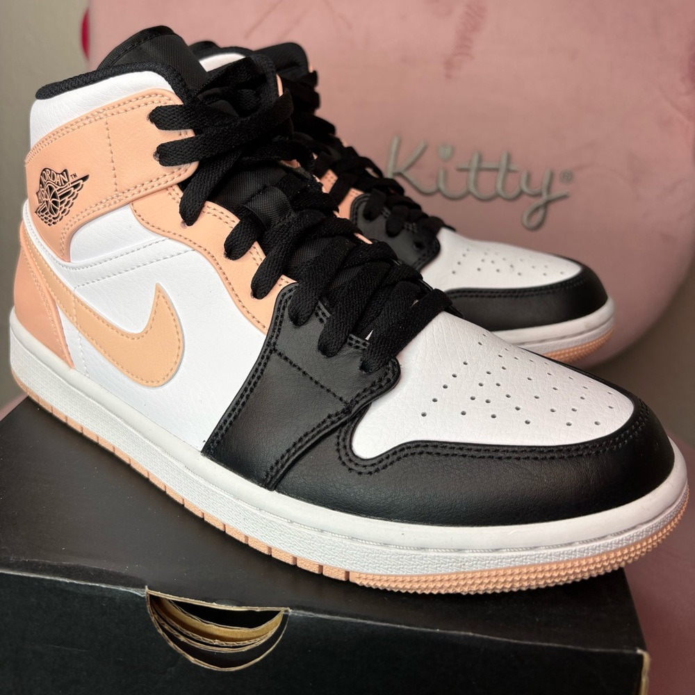 Jordan High-Top Sneakers - Black, White, and Peach - Picture 3 of 7